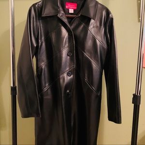 Xhileration black faux leather trench coat